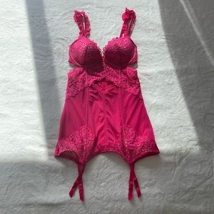 Magenta Pink & Cream Lacy Victoria’s Secret Corset